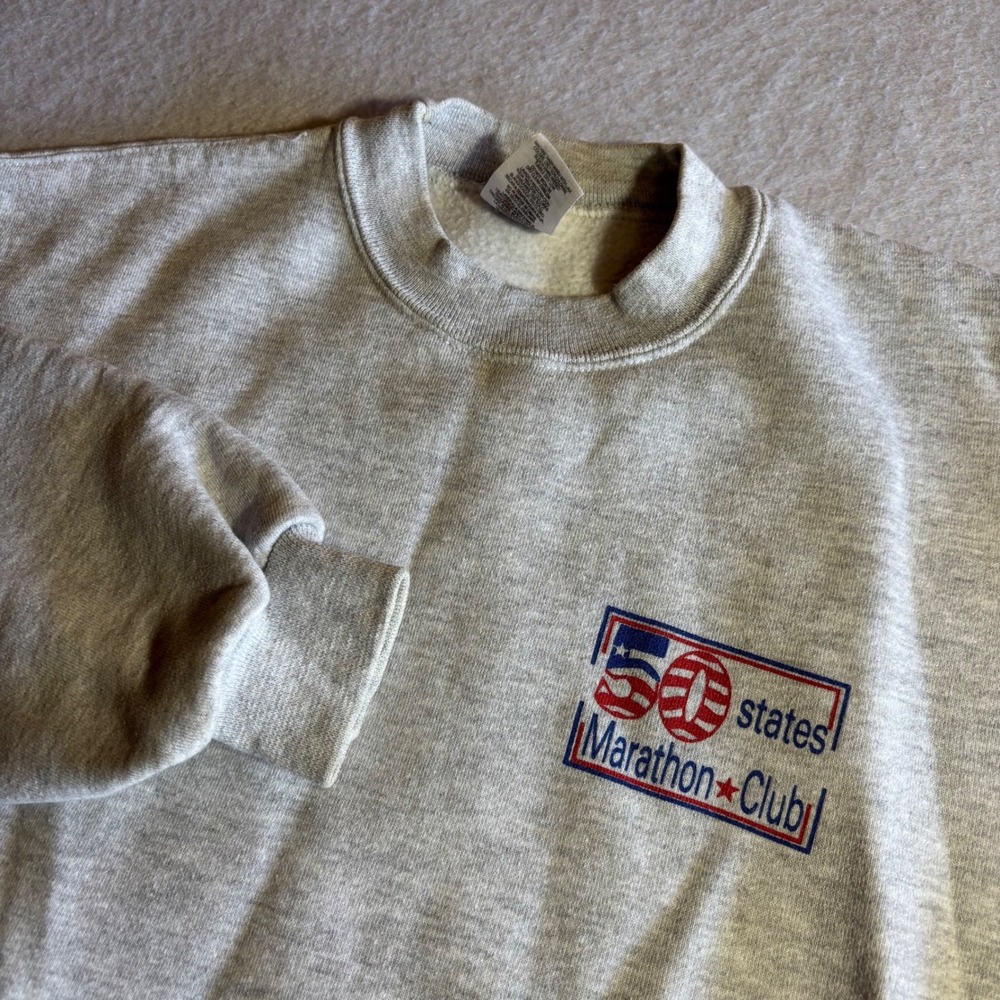 Vintage Jerzees 50 States Marathon Club Crewneck Sweatshirt Mens Small